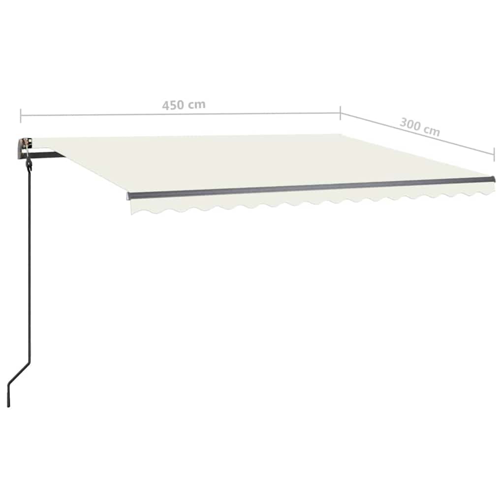Τέντα Συρόμενη Χειροκίνητη με LED Κρεμ 4,5x3 μ.