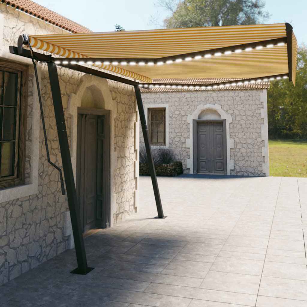 Τέντα Συρόμενη Χειροκίνητη με LED Κίτρινο / Λευκό 4,5x3 μ. - Pakobazaar
