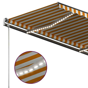 Τέντα Αυτόματη με LED & Αισθητήρα Ανέμου Κίτρινο/Λευκό 4,5x3 μ.