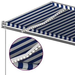 Τέντα Συρόμενη Χειροκίνητη με LED Μπλε / Λευκό 5 x 3 μ.