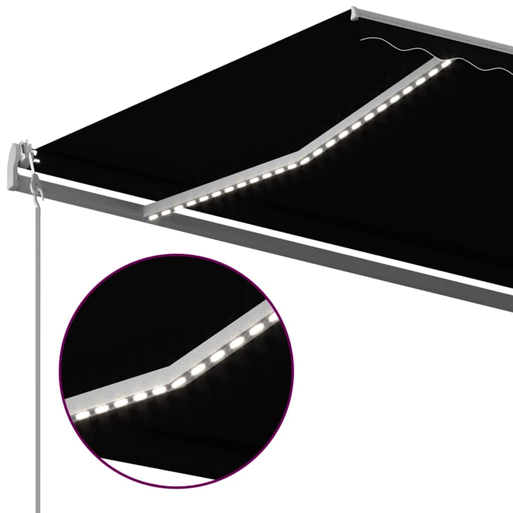 Τέντα Συρόμενη Χειροκίνητη με LED Ανθρακί 5 x 3 μ.