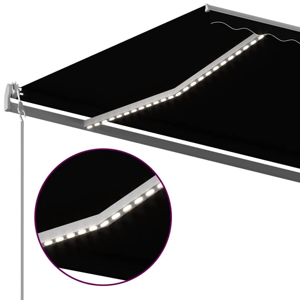 Τέντα Αυτόματη με LED & Αισθητήρα Ανέμου Ανθρακί 5x3 μ.