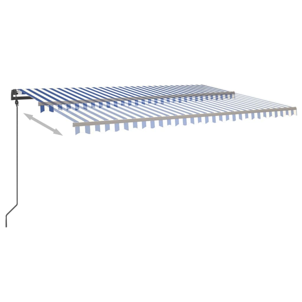 Τέντα Συρόμενη Χειροκίνητη με LED Μπλε / Λευκό 6x3 μ. - Pakobazaar