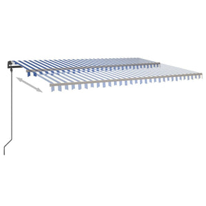 Τέντα Συρόμενη Χειροκίνητη με LED Μπλε / Λευκό 6x3 μ. - Pakobazaar