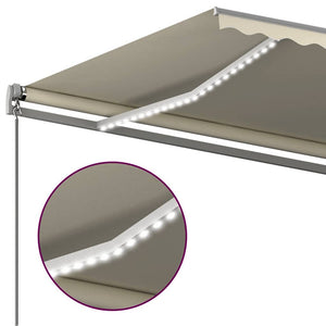 Τέντα Συρόμενη Χειροκίνητη με LED Κρεμ 6x3 μ. - Pakobazaar