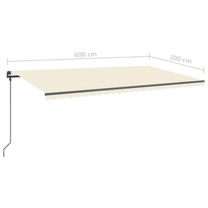 Τέντα Συρόμενη Χειροκίνητη με LED Κρεμ 6x3 μ. - Pakobazaar