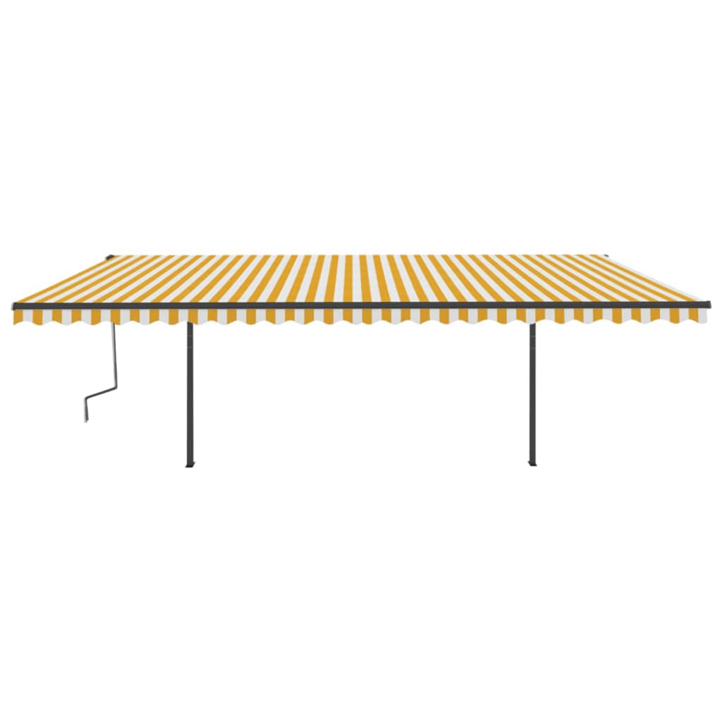 Τέντα Αυτόματη με LED & Αισθητήρα Ανέμου Κίτρινη/Λευκή 6 x 3 μ. - Pakobazaar