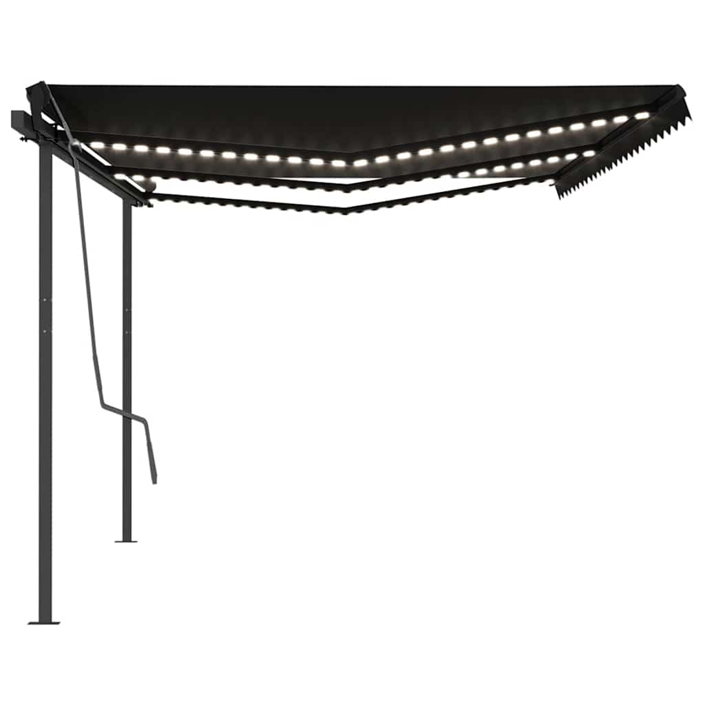 Τέντα Αυτόματη με LED & Αισθητήρα Ανέμου Ανθρακί 6 x 3 μ. - Pakobazaar