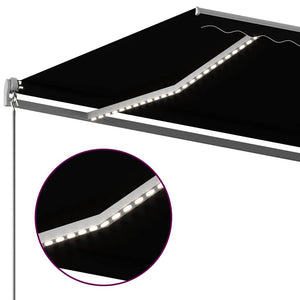 Τέντα Αυτόματη με LED & Αισθητήρα Ανέμου Ανθρακί 6 x 3 μ.