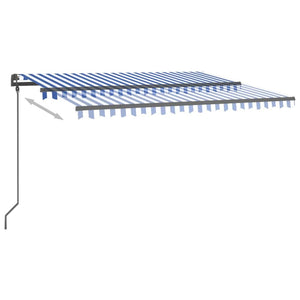 Τέντα Συρόμενη Χειροκίνητη με LED Μπλε / Λευκό 4 x 3,5 μ.