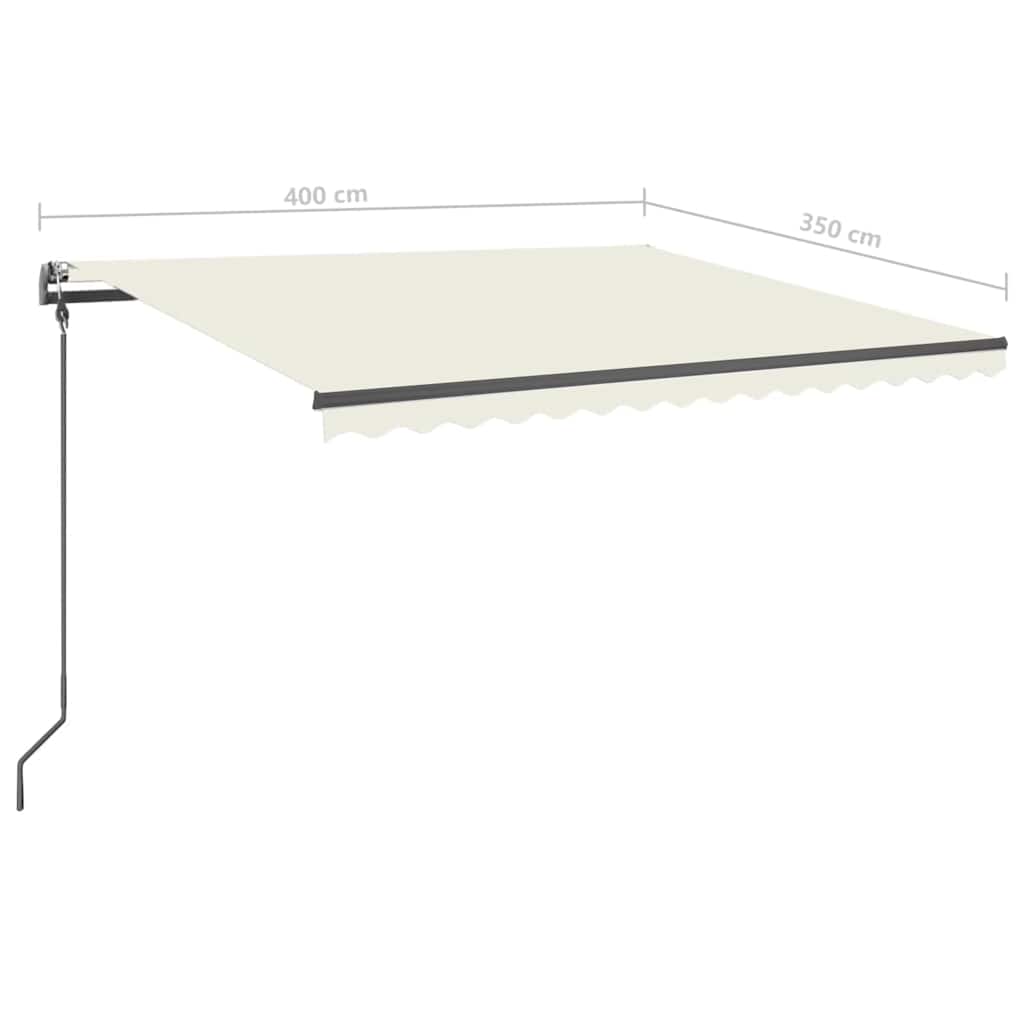Τέντα Συρόμενη Χειροκίνητη με LED Κρεμ 4 x 3,5 μ. - Pakobazaar
