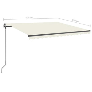 Τέντα Συρόμενη Χειροκίνητη με LED Κρεμ 4 x 3,5 μ. - Pakobazaar