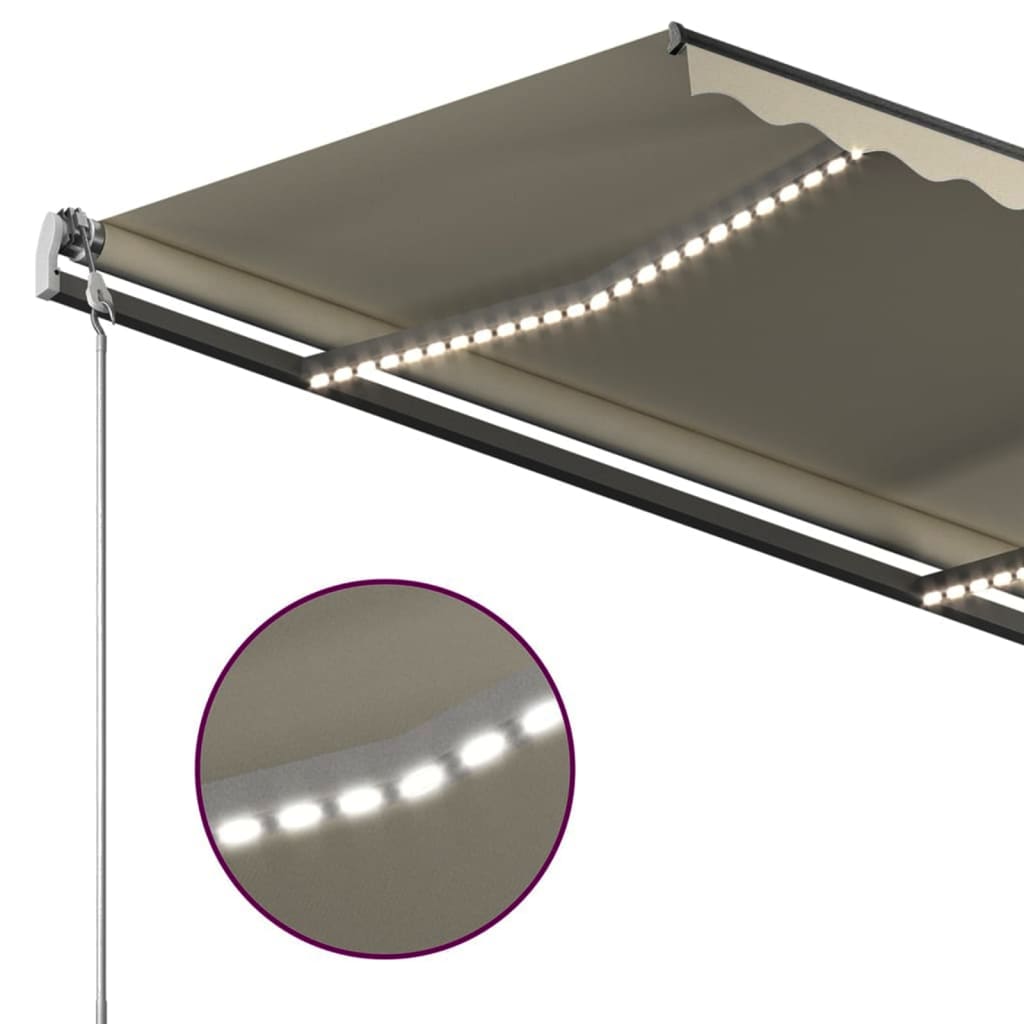 Τέντα Αυτόματη με LED & Αισθητήρα Ανέμου Κρεμ 4x3,5 μ.