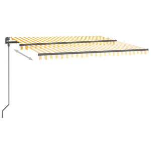 Τέντα Αυτόματη με LED & Αισθητήρα Ανέμου Κίτρινο/Λευκό 4x3,5 μ.
