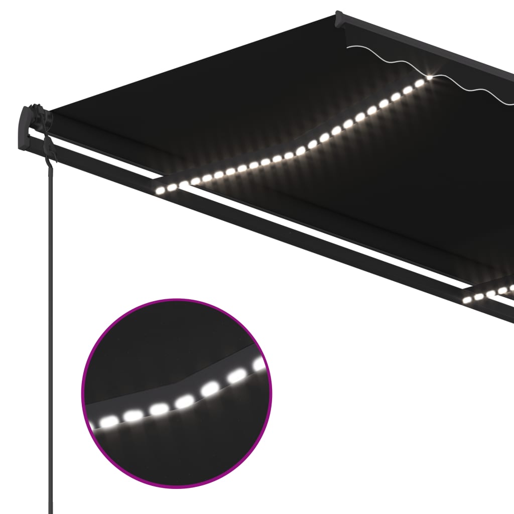 Τέντα Αυτόματη με LED & Αισθητήρα Ανέμου Ανθρακί 4,5x3,5 μ.