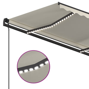 Τέντα Αυτόματη με LED & Αισθητήρα Ανέμου Κρεμ 5 x 3,5 μ.