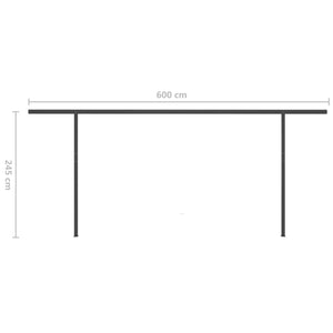 Τέντα Συρόμενη Χειροκίνητη με LED Μπλε / Λευκό 6x3,5 μ.