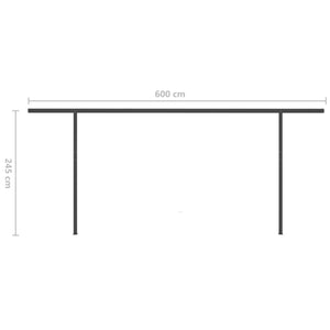 Τέντα Συρόμενη Χειροκίνητη με LED Κρεμ 6x3,5 μ.