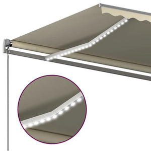 Τέντα Συρόμενη Χειροκίνητη με LED Κρεμ 6x3,5 μ.