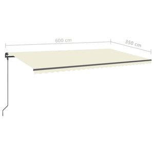 Τέντα Συρόμενη Χειροκίνητη με LED Κρεμ 6x3,5 μ.