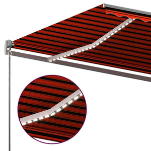 Τέντα Αυτόματη με LED&Αισθητ. Ανέμου Πορτοκαλί/Καφέ 6x3,5 μ. - Pakobazaar