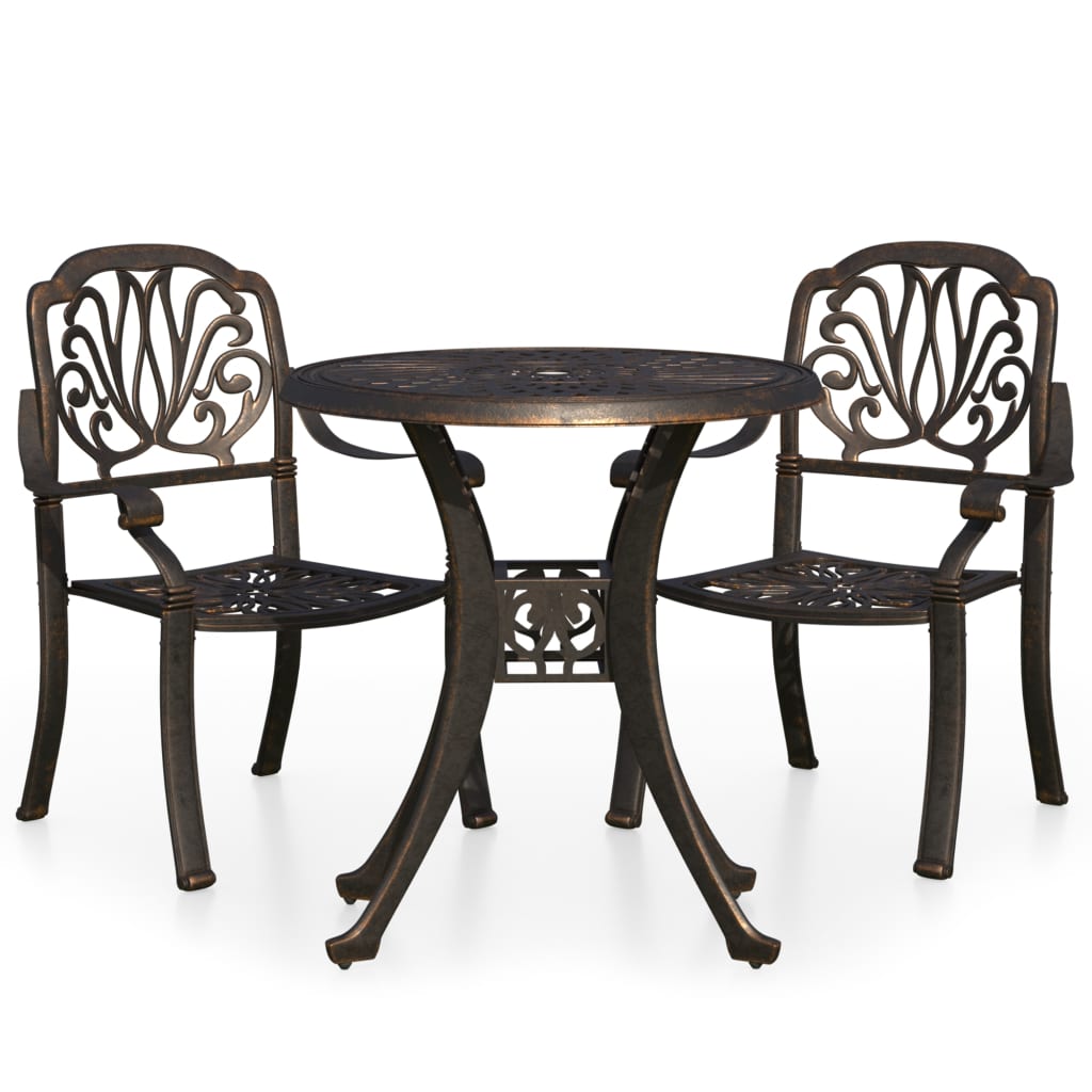 Σετ Επίπλων Bistro 3 Τεμαχίων Μπρονζέ από Χυτό Αλουμίνιο - PAKOBAZAAR