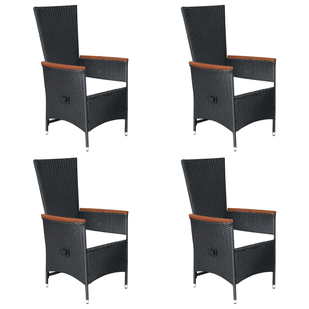 Σετ Τραπεζαρίας Κήπου 7 Τεμαχίων Μαύρο από Συνθετικό Ρατάν - PAKOBAZAAR