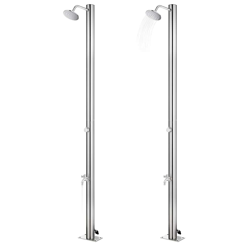 Ντουζιέρα Κήπου με Καφέ Βάση 220 εκ. από Ανοξείδωτο Ατσάλι - PAKOBAZAAR