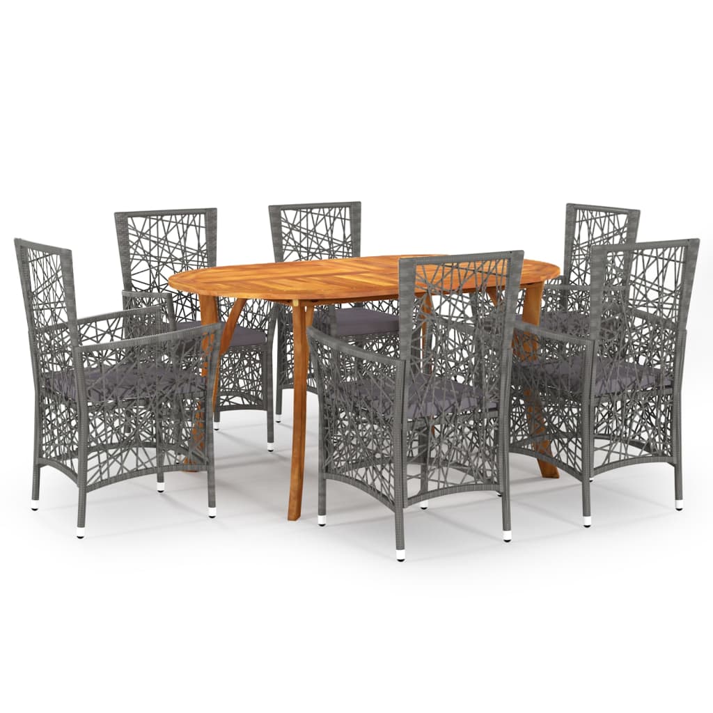 Σετ Τραπεζαρίας Κήπου 7 Τεμαχίων Γκρι - Pakobazaar