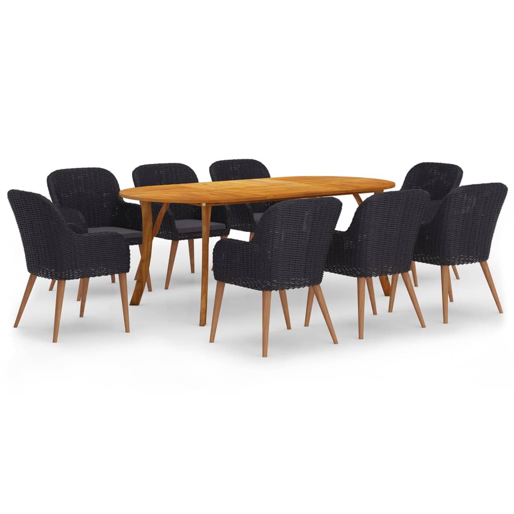 Σετ Τραπεζαρίας Κήπου 9 Τεμαχίων Μαύρο - PAKOBAZAAR