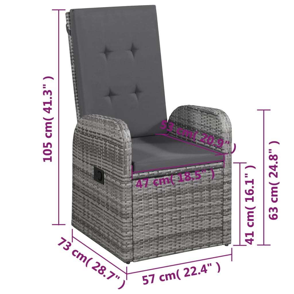 Σετ Τραπεζαρίας Κήπου 5 Τεμαχίων Γκρι - PAKOBAZAAR