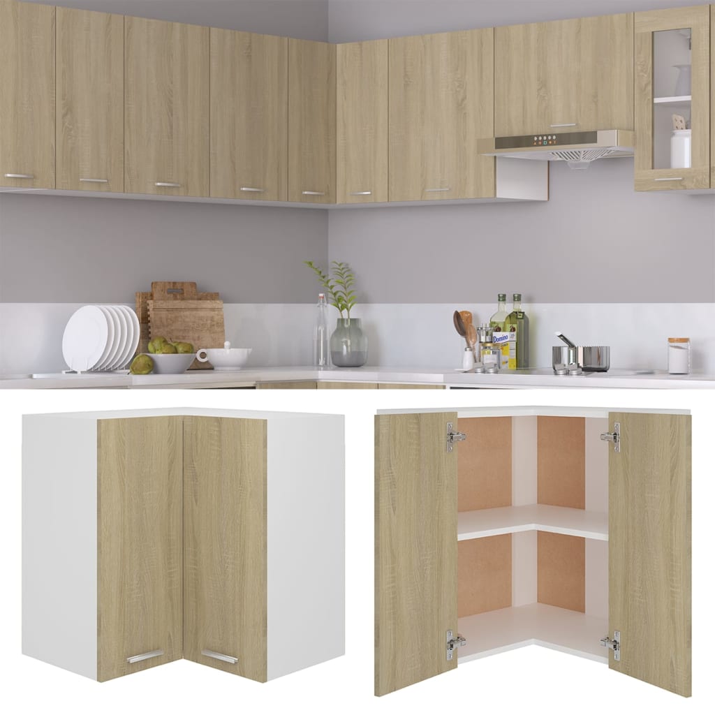 Κρεμαστό Γωνιακό Ντουλάπι "Lyon" Χρώμα Sonoma Δρυς 57x57x60 εκ. από Τεχνητό Ξύλο