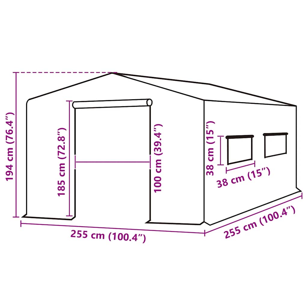 Κάλυμμα Θερμοκηπίου Ανταλ. Πράσινο (6,5025 μ²) 255x255x194εκ