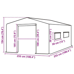Κάλυμμα Θερμοκηπίου Ανταλ. Πράσινο (6,5025 μ²) 255x255x194εκ