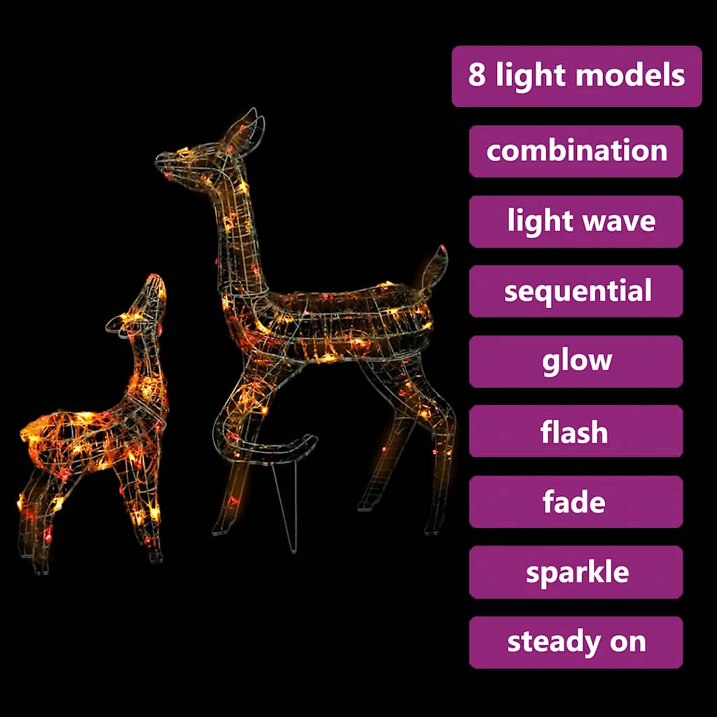Τάρανδοι Οικ. Ακρυλικός Χριστουγεννιάτικος 160 LED Πολύχρωμο