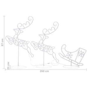Χριστ. Τάρανδος & Έλκηθρο Μπλε 260x21x87εκ. Ακρυλικό