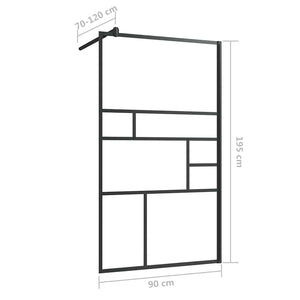 Διαχωριστικό Ντουζιέρας Μαύρο 90 x 195 εκ. Διαφανές Γυαλί ESG - PAKOBAZAAR