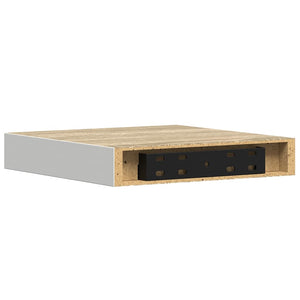 Ράφια Τοίχου 2 τεμ. Δρυς και Άσπρο 23x23,5x3,8 εκ. MDF
