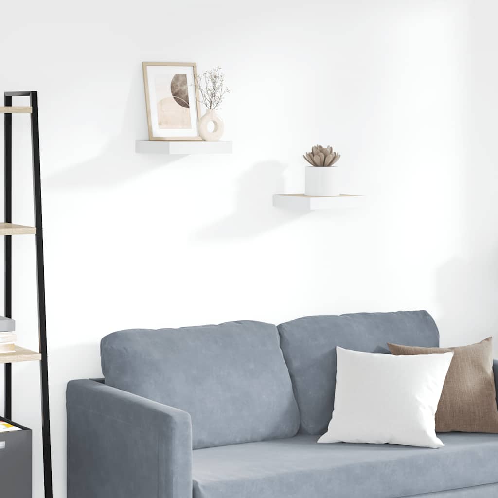 Ράφια Τοίχου 2 τεμ. Δρυς και Άσπρο 23x23,5x3,8 εκ. MDF