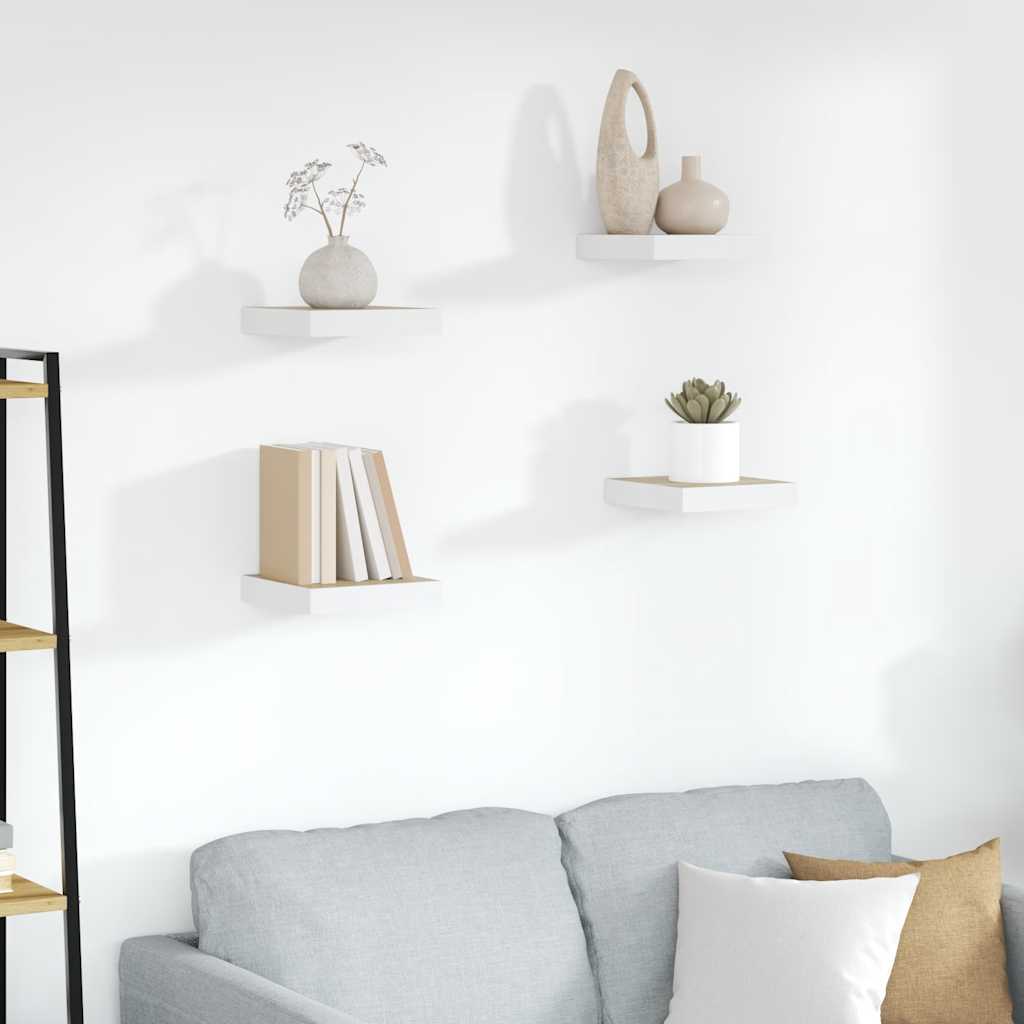 Ράφια Τοίχου 4 τεμ. Δρυς και Άσπρο 23x23,5x3,8 εκ. MDF