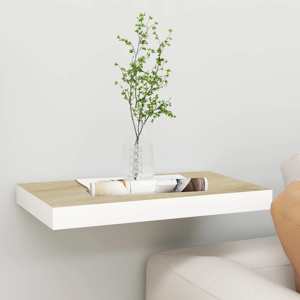 Ράφι Τοίχου Δρυς/Άσπρο 40x23x3,8 εκ. MDF