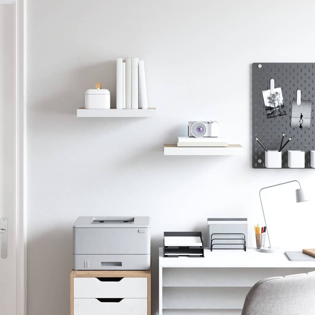 Ράφια Τοίχου 2 τεμ. Δρυς/Άσπρο 40x23x3,8 εκ. MDF