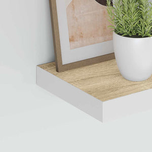 Ράφια Τοίχου 2 τεμ. Δρυς/Άσπρο 40x23,5x3,8 εκ. MDF