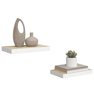 Ράφια Τοίχου 2 τεμ. Δρυς/Άσπρο 40x23,5x3,8 εκ. MDF
