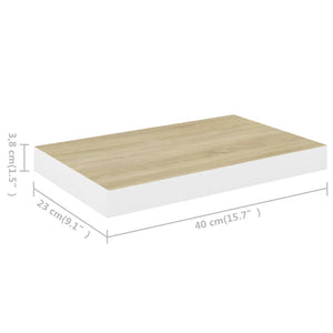 Ράφια Τοίχου 2 τεμ. Δρυς/Άσπρο 40x23,5x3,8 εκ. MDF