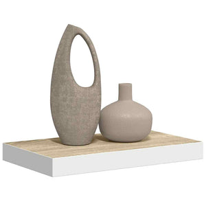 Ράφι Τοίχου Δρυς/Άσπρο 50x23,5x3,8 εκ. MDF