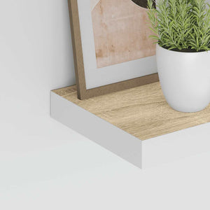 Ράφια Τοίχου 2 τεμ. Δρυς/Άσπρο 50x23,5x3,8 εκ. MDF