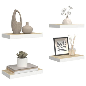 Ράφια Τοίχου 4 τεμ. Δρυς/Άσπρο 50x23,5x3,8 εκ. MDF