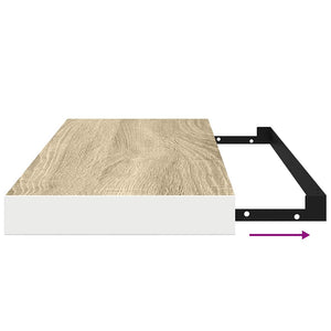 Ράφια Τοίχου 2 τεμ. Δρυς/Άσπρο 60 x 23,5 x 3,8 εκ. MDF