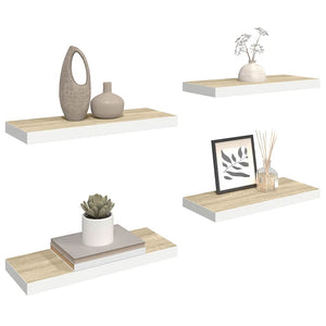 Ράφια Τοίχου 4 τεμ. Δρυς/Άσπρο 60x23,5x3,8 εκ. MDF